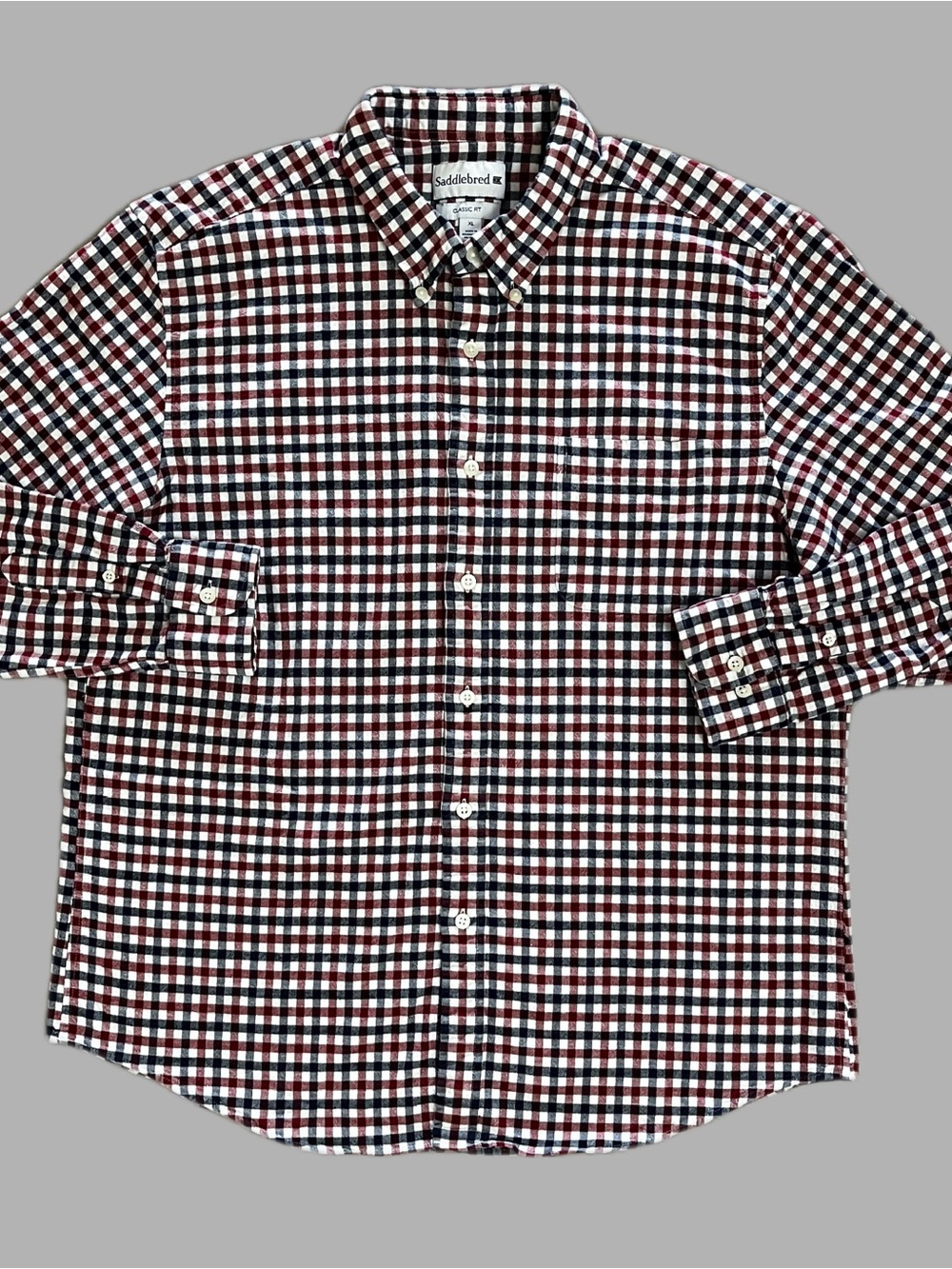 Saddlebred Men's Red White and Blue Button-Down XL Flannel Texture